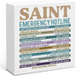 Christian Gifts for Women Men, Catholic Decor, Saint Emergency Wood Block Sign for Home Office Desk Decoration 5 x 5 Inches