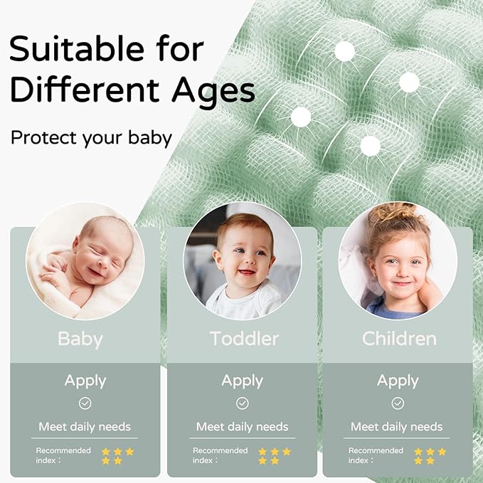 Yoofoss Hooded Baby Towels for Newborn 2 Pack 100% Muslin Organic Cotton Baby Bath Towel with Hood for Babies, Infant, Toddler and Kids, 32x32Inch, Soft and Absorbent Newborn Essential,Blue&Green