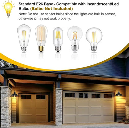 2-Pack Dusk to Dawn Outdoor Wall Sconces, Exterior Farmhouse Gooseneck Barn Light, Vintage Matte Black Outside Wall Mount Light Fixture, Anti-Rust Waterproof Outdoor Light for House Porch Garage