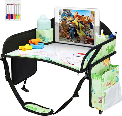 3PCS Kids Travel Tray for Airplane - Toddler Car Seat Table Tray, Road Trip Essentials for Boys & Girls, Carseat Lap Desk for Kids Road Trip Activities