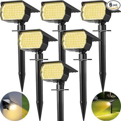Tadyreal Solar Spot Lights Outdoor 6 Pack, [46 LED/3 Modes] Solar Landscape Spotlights Waterproof, 2-in-1 Auto On/Off Solar Powered Lights for Outside Yard Garden Wall Pathway(Warm White)