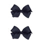 Wee Ones Girls 2 Pack Grosgrain Hair Bows with Plain Wrap Centre on a Wee Stay No Slip Clip, Mini, Navy