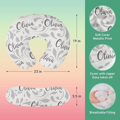Custom Name Car Seat Canopy - Baby Car Seat Covers, Infant Stroller Cover, Carseat Canopy Christmas Birthday Gifts for Girls and Boys White Leaf Pattern