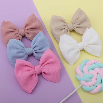 YanJie 4.5'' Nylon Bow Headbands for Baby Girls - Handmade Tied Bows Hair Accessories for Infants and Toddlers - 10 Pieces