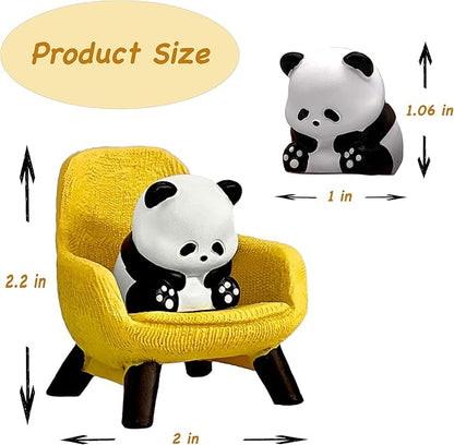 Miniature Frog Figurines, Cute Frog Desk Accessories for Desk Decor, Funny Gifts for Garden Decor, Mini Resin Animal Garden Statues (Panda)