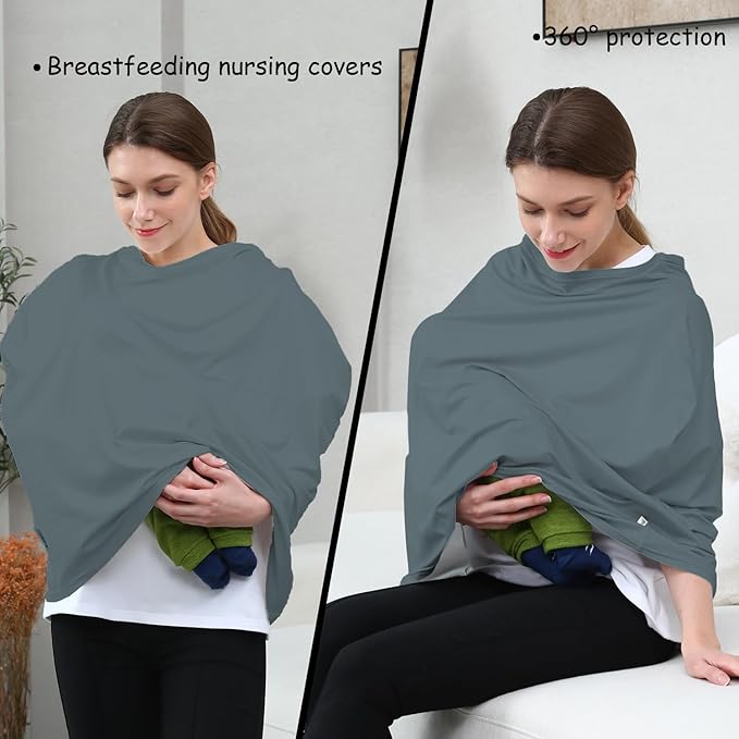 Car Seat Cover Baby for Nursing, Baby Breastfeeding Cover Carseat Canopy Covers, Solid Color Multi-use Nursing Cover for Babies (Neutral Grey)