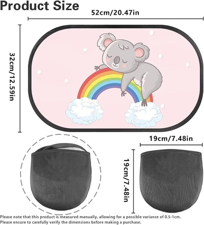 Bulopur Kawaii Koala 2 Pack Car Window Shades for Side Window UV Protection Breathable Mesh Car Window Covers Easy to Install Universal Car Interior Accessories Car Sun Shade