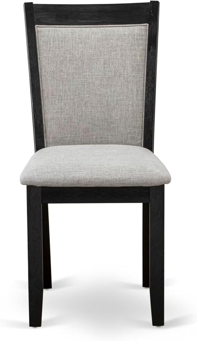 East West Furniture V697MZ606-9 9 Piece Dining Room Table Set Includes a Rectangle Dining Table with V-Legs and 8 Shitake Linen Fabric Upholstered Chairs, 40x72 Inch, Multi-Color