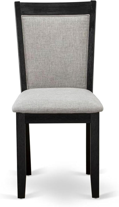 East West Furniture V697MZ606-9 9 Piece Dining Room Table Set Includes a Rectangle Dining Table with V-Legs and 8 Shitake Linen Fabric Upholstered Chairs, 40x72 Inch, Multi-Color