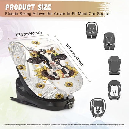 XYZCANDO Cow Print Insulated Car Seat Cover for Baby Cute Baby Car Seat Shade Cover Dustproof Car Seat Sun Cover for Baby Easy to Install Car Seat Covers for Babies Girl Gift for Wife