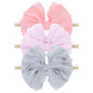 Baby Girls Stretchy Soft Knot Headbands with Hair Bows Newborn Toddler Hairbands Infant Toddlers Kids Hair Accessories Purple Gray Pink 3 PCS