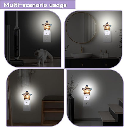 Dolphin Ocean Nightlights Plug in Wall,Sunset Decorative Star Lamp with Automatic Lighting for Living Space,Gentle Glow for Kids Room,Hallway,Bathroom