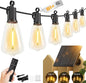 Brightown 151FT Solar String Lights Outdoor Waterproof with Remote, 48+2 LED Shatterproof Bulbs, Dimmable & Timable, 3 Light Modes - Commercial Grade Patio Lights for Garden Backyard Party Decor