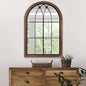 blue page Arched Mirror, Farmhouse Wall Decor, Rustic Wood Framed Accent Mirror Like Window for Bathroom Vanity, Bedroom, Entryway, or Living Room