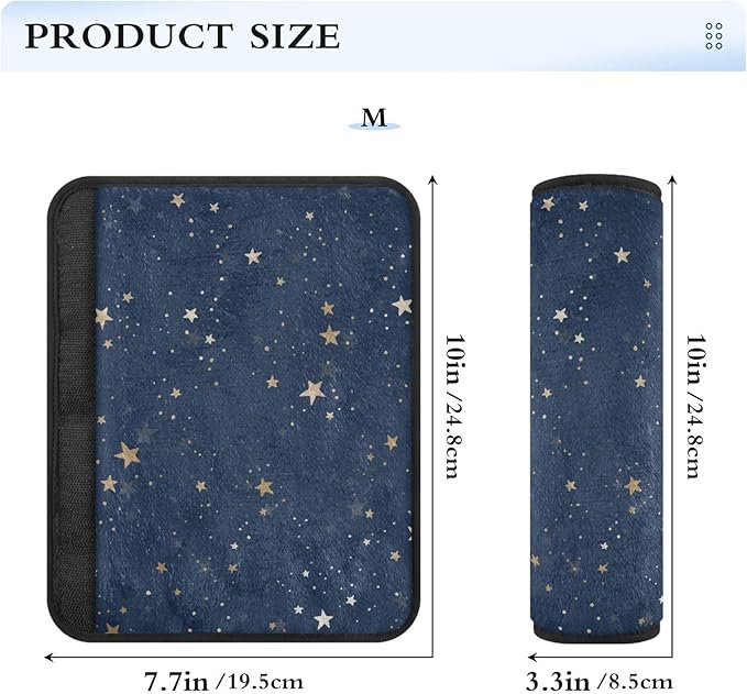 2 Pack Seatbelt Covers Seat Belt Cover Pad for Adults Boys Girls Car Seat Strap Covers Pads Cushion Universal Shoulder Strap Pad Protector for Backpack Camera Bag 10 x 7.7 Inch Blue Stars