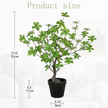 Artificial Plants Indoor with Pot, Faux Plants Indoor Tabletop, 21.6" Tall Fake Potted Plants, Silk Artificial Desk Plant Bonsai Tree for Home & Office, Farmhouse, Bedroom, Living Room Table Decor
