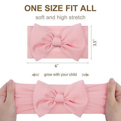 6'' Large Valentines Bow Baby Headbands Handmade Hairbands with Bows High Stretchy Soft Nylon Headbands Baby Hair Accessories for Infant Baby Girls Red Light Pink Heart
