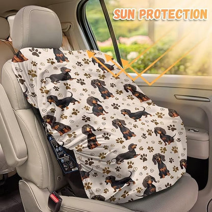 Baby Car Seat Cover, Dog Print Car Seat Sun Shade Cover Sun Protection to Keep The Car Seat Cool, Easy to Clean and Install