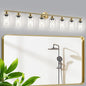 8-Light Brushed Gold Vanity Lights for Bathroom, Lighting Fixtures Over Mirror with Clear Glass Shade, Modern Kitchen Light Fixtures Wall Lamps Sconce Light - E26 Base