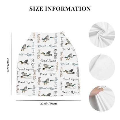 Personalized Car Seat Covers with Name, Mallard Duck Baby Canopy Carrier Cover, Breathable Breastfeeding Nursing Cover, Stretchy Multi-Use Infant Carseat Stroller Cover