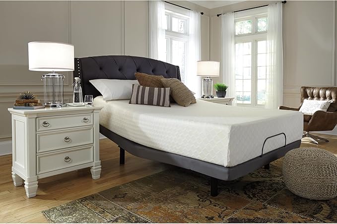 Signature Design by Ashley Queen Size Chime 12 Inch Medium Firm Memory Foam Mattress with Green Tea & Charcoal Gel for Pressure Relief, Fiberglass Free, Mattress In A Box