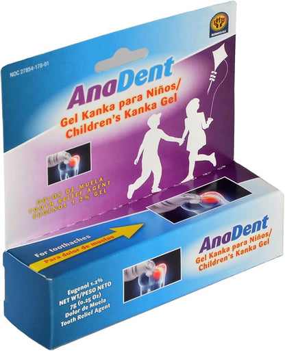 Children's Anadent Gel for Toothache & Gum Pain, Instant Pain Relief Gel for Kids & Babies, Made with Eugenol Plant-Based Ingredient to Relieve Teething Pain or Toothaches, 7g (0.25 oz)