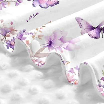 Personalized Baby Car Seat Canopy with Name – Custom Butterfly Purple Minky Nursing Cover for Girls, Soft Stroller Cover for Infants & Newborns, Carseat Canopy for Breastfeeding