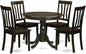 East West Furniture ANTI5-CAP-W 5 Piece Dinette Set for 4 Includes a Round Kitchen Table with Pedestal and 4 Dining Chairs, 36x36 Inch, Cappuccino