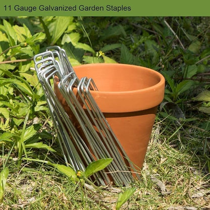 AAGUT Garden Stakes Pins, Landscape Staples 50 Pack 6 Inch 11-Gauge Galvanized Lawn Stake for Dog Fence, Weed Barrier Fabric, Ground Cover, Irrigation Tubing Soaker Hose, Chicken Wire