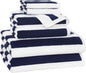 ORIGINAL KIDS 6 Piece Towel Set - Cabana Stripe - Rugby Stripe - 2 Bath Towels, 2 Hand Towels, 2 Washcloths - 100% Cotton - Soft Absorbent Quick Dry Durable Pool Shower Beach - Gift - Navy