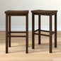 Grain & Grove Smith Collection Set of 2 Solid Wood Bar Stools, 30 inch Saddle-Seat Bar Chairs, Backless, Heavy-Duty Construction, Footrest Support, for Kitchen Islands, Home Bars, and Counters, Walnut