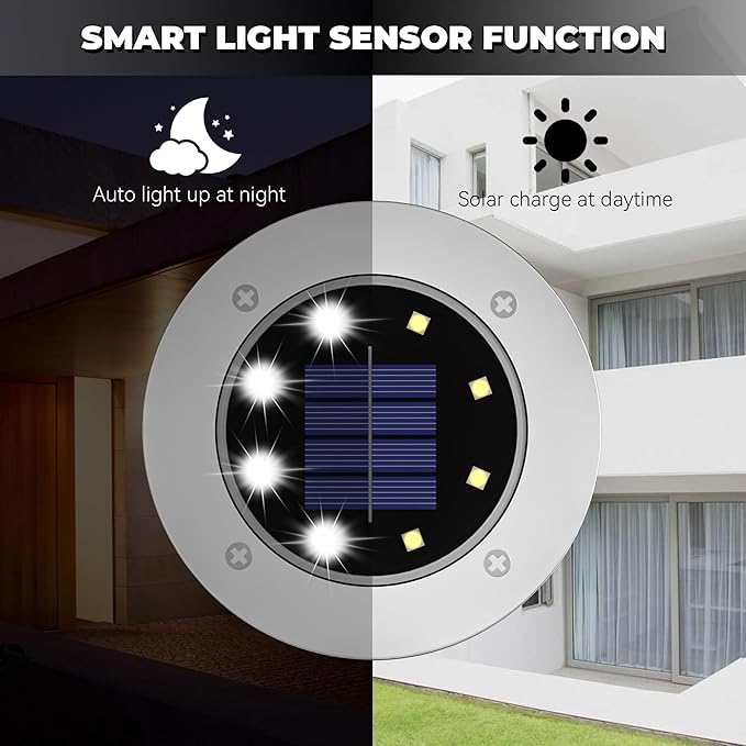 DUUDO 4.6in Solar Lights Outdoor 10 Pack, Solar Garden Outdoor Waterproof Pathway Lights Bright In-Ground Light Outdoor Lighting Decor for Lawn, Patio, Yard, Driveway, Step and Walkway White Light