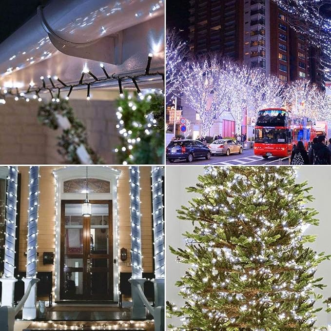 Joomer Solar Christmas Lights Outdoor, 105FT 300 LED 8 Modes Solar String Lights Waterproof Fairy Tree Lights for Garden Yard Patio Christmas Decoration(White)
