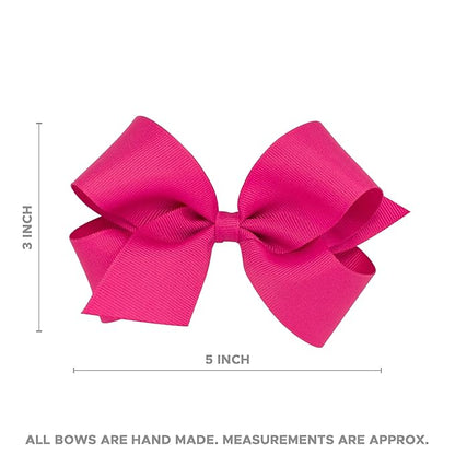 Wee Ones Girls' Classic Grosgrain Hair Bow with Scalloped Edges, No-Slip Hair Clip, Handmade, White, Medium