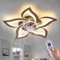 24" Wood Geometric Ceiling Fan with Lights Remote Control, Low Profile Ceiling Fan with Light for Kitchen Bedroom Living Room