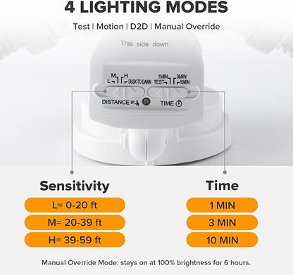 UME 2 Pack 5500LM LED Security Lights Motion Sensor Light Outdoor, 49W, 5000K Daylight, IP65 Waterproof, Dusk to Dawn, 3 Head Motion Detected Flood Light for Garage, Yard, Porch (White)