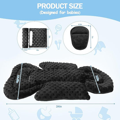 Infant Car Seat Insert Boy Girl, 3 in 1 Newborn Carseat Insert with Strap Pads, Car Seat Head Support for Baby Strollers, Swings, and Bouncers, Comfortable and Machine Washable, Black