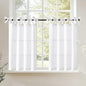 jinchan Tie Top Linen Kitchen Curtains Over Sink 36 Inch Length Tier Curtains Farmhouse Rustic Small Cafe Curtain for Bedroom Living Room Bathroom Half Window Light Filtering Privacy 2 Panels White