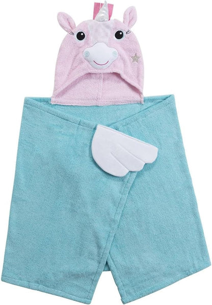 ZOOCCHINI Hooded Bath Towel for Kids 100% Cotton Terry, Plush & Absorbent for Bathtime or Pool, 50" x 22" 2-6 Years, Allie the Alicorn
