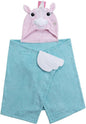 ZOOCCHINI Hooded Bath Towel for Kids 100% Cotton Terry, Plush & Absorbent for Bathtime or Pool, 50" x 22" 2-6 Years, Allie the Alicorn