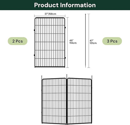 SunsGrove Garden Fence 45 in(H) x 4.5 ft(L) 2 Panels, Heavy Duty Metal Animal Barrier Fence for Dogs, Easy No-Dig Setup, Decorative Dog Fences, Black