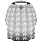 MoM-me Nursing Cover, Multi use for Baby Car Seat Cover, Breastfeeding, Canopy, Stroller and Infant Pillow Wrap or Cover Ups. for Boys and Girls. Grey/White Elephant Design