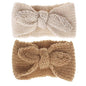 Turban Headband Baby Girl - Warm Rabbit Knot Hair Band Wrap Newborn Toddler Children 2Pcs (Brown+Beige, One Size)