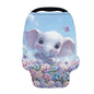 GIFTPUZZ Catoon Elephant Car Seat Cover for Babies, Nursing Cover, Soft Breathable Infant Carseat Canopy, Universal Nursing Cover Grocery Cart Cover, Stroller Cover for Infant Babies