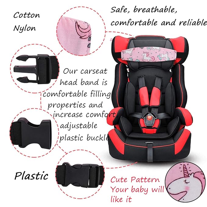 2 Pcs Baby Car Seat Neck Relief and Head Support,Silence Shopping Car Seat Head Band Strap Headrest,Stroller Car Seat Sleeping Head Support for Toddler Child Children Kids Infant (Unicorn)