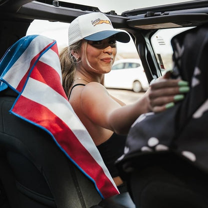 Sprints Athletic Running Towel, Full-Sized, Car Seat Cover - Performance Microfiber (American Flag)