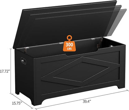 GarveeHome 39.4" Storage Chest, Wooden Storage Bench with Safety Hinges, Easy Assembly, Large Toy Chest for Entryway, Living Room, Bedroom
