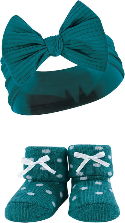 Hudson Baby Girl's Headband and Socks Giftset