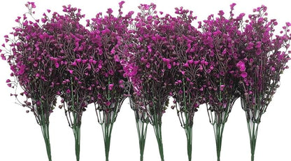 CATTREE Artificial Shrubs Bushes, Plastic Fake Plants Wedding Indoor Outdoor Home Garden Verandah Kitchen Office Table Centerpieces Arrangements Christmas Decoration Fuchsia 8 pcs