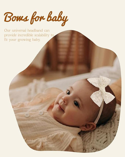 doboi 18PCS Baby Girl Headbands with Bows Baby Flower Hair Bows Nylon Hairbands Handmade Hair Accessories for Newborn Infant Toddlers Little Girls and Kids